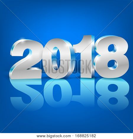 New Year 2018 banner or card template with 3D numbers. vector
