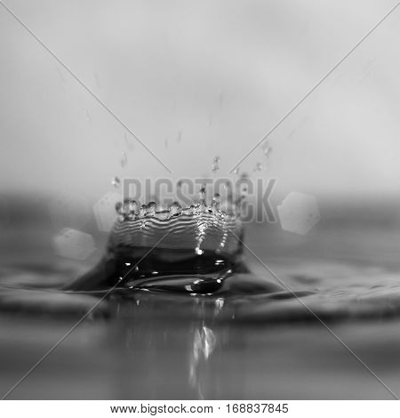 A crown of water from the falling drops.