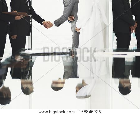 Business Partners Introductionary Handshake Bow