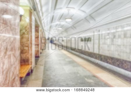 Defocused Background With Interior Of Belorusskaya Subway Station In Moscow