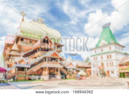 Defocused Background With The Iconic Izmailovskiy Kremlin In Moscow, Russia