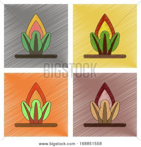 assembly flat shading style icon of fire in the forest