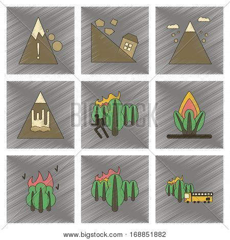 assembly flat shading style icon of danger natural disasters