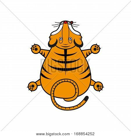Cartoon vector tiger. Tiger cub top view