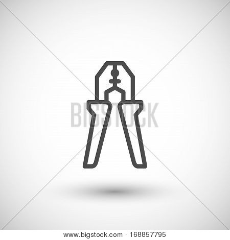 Wire strippers line icon isolated on grey. Vector illustration