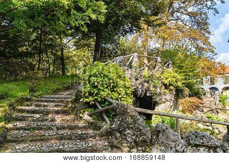Varese (Lombardy Italy): Giardini degli Estensi historic park at october
