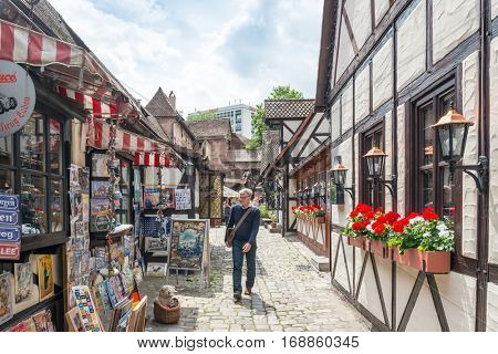 NUREMBERG, GERMANY - July 6, 2016. Street view of Nuremberg Cityscape, It is the second-largest city in Bavaria, GERMANY