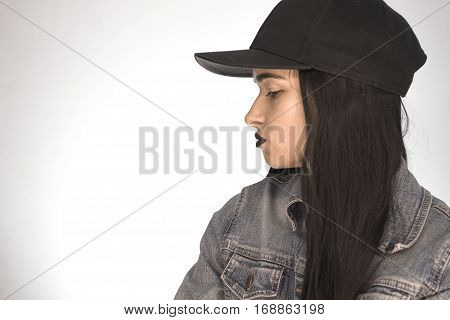 Beautiful Girl. Girl On A White Background In Profile.