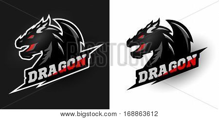 Logo Dragon sporty style Two options. Vector illustration.