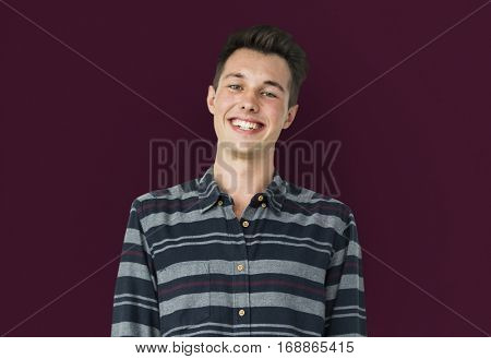 Portrait of Young Adult Caucasian Man Smiling Isolated