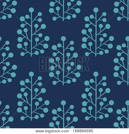 Stylized plants on a blue background. Seamless pattern for your design