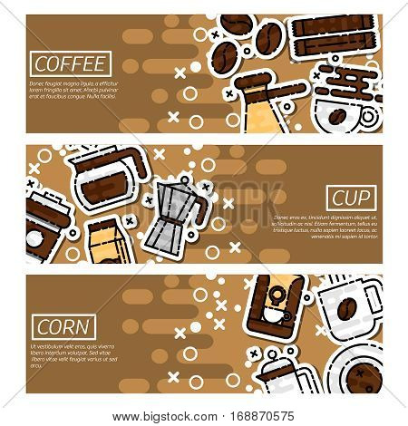 Set of Horizontal Banners about coffee. Vector illustration, EPS 10