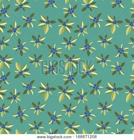 Seamless pattern with vegetative elements and berries for design