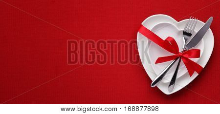 Romantic table setting for Valentines day