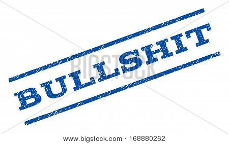 Bullshit watermark stamp. Text tag between parallel lines with grunge design style. Rotated rubber seal stamp with unclean texture. Vector blue ink imprint on a white background.