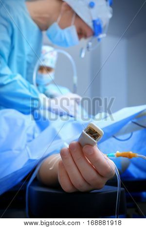 Operation of patient in modern hospital