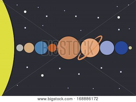 minimalist vector illustration of the solar system
