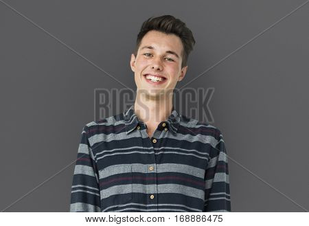 Portrait of Young Adult Caucasian Man Smiling Isolated