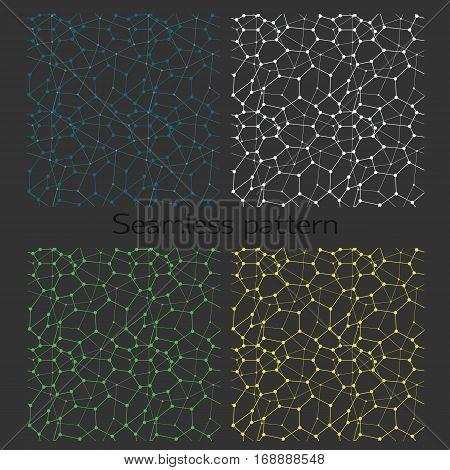 different color versions of seamless geometric network pattern