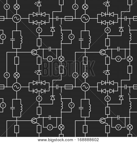 vector illustration of seamless pattern with electric circuit