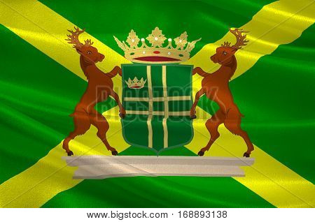 Flag of Aa en Hunze is a municipality in the northeastern Netherlands. 3d illustration
