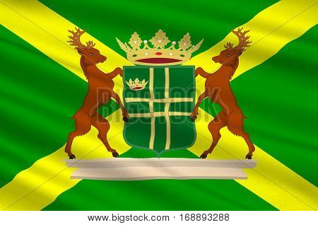 Flag of Aa en Hunze is a municipality in the northeastern Netherlands. 3d illustration