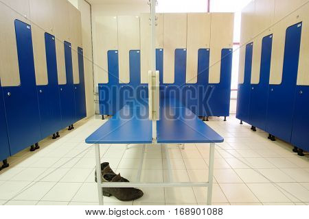 Interior of a locker room in fitness club