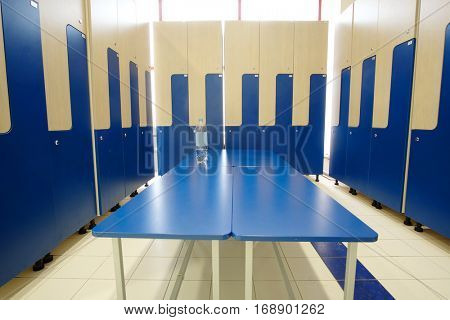 Interior of a locker room in fitness club