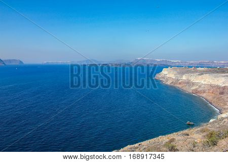 Gulf island of Santorini overlooking the caldera.