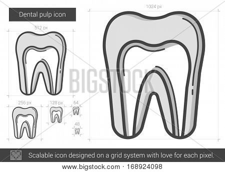 Dental pulp vector line icon isolated on white background. Dental pulp line icon for infographic, website or app. Scalable icon designed on a grid system.