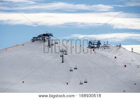 Ski lift on top of the Rastkogel mountain in Tyrol Austria