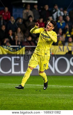 VILLARREAL, SPAIN - JANUARY 8: Sansone during La Liga soccer match between Villarreal CF and FC Barcelona at Estadio de la Ceramica on January 8, 2016 in Villarreal, Spain