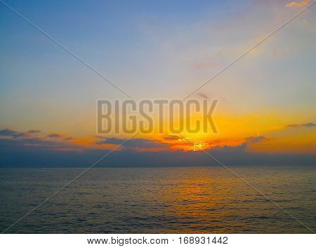 Beautiful sunset over the sea, the magic picture