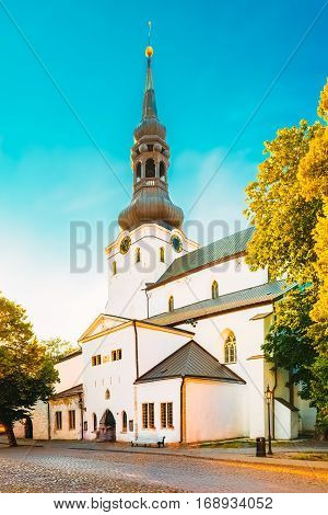 The Cathedral of Saint Mary the Virgin or Dome Church or Toomkirik in Tallinn, Estonia. Cathedral church located on Toompea Hill. Tallinna Neitsi Maarja Piiskoplik Toomkirik