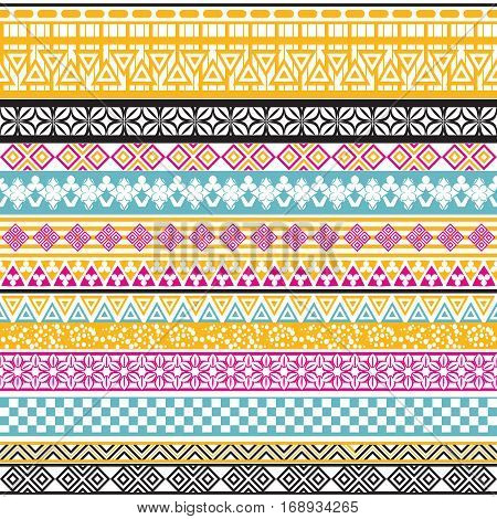 Tribal seamless pattern. Abstract background with ethnic ornament. Seamless background with different geometric shapes. Vector illustration