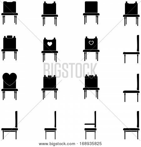 Black chairs and armchairs different shape - set icons.