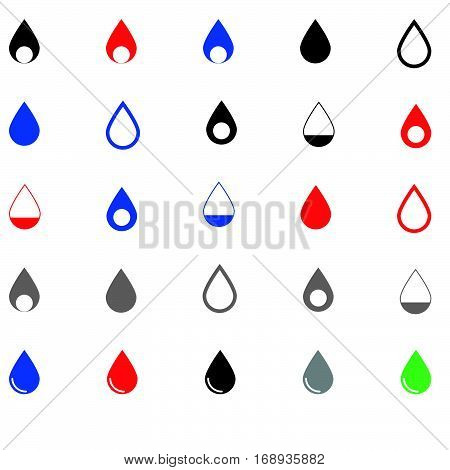 Drop blue red grey black and green colour - set icons.