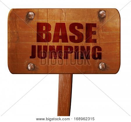 base jumping, 3D rendering, text on wooden sign