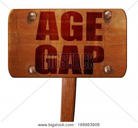age gap, 3D rendering, text on wooden sign