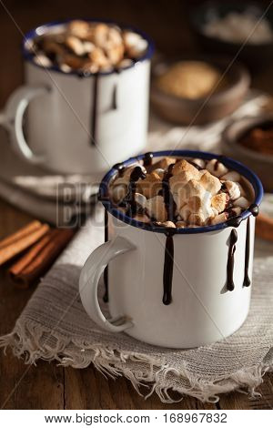 s'mores hot chocolate mini marshmallows cinnamon winter drink
