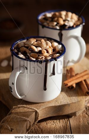s'mores hot chocolate mini marshmallows cinnamon winter drink