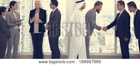 Business Partners Introductionary Handshake Bow
