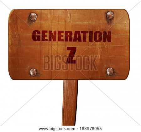 generation z, 3D rendering, text on wooden sign