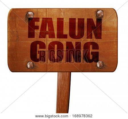 Falun gong, 3D rendering, text on wooden sign