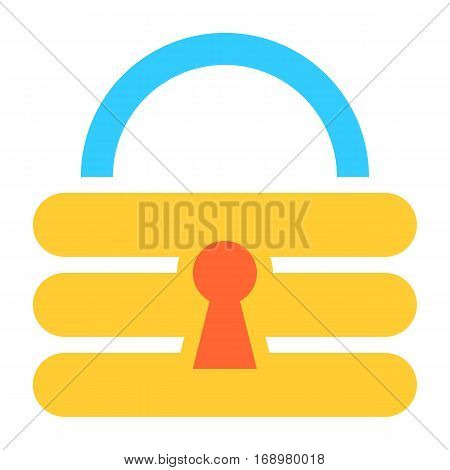 Flat padlock icon lock sign password button. Quick and easy recolorable shape isolated from background. Vector illustration a graphic element for web internet design.