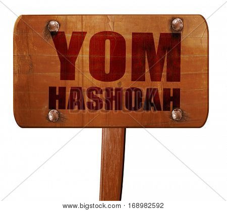 yom hashoah, 3D rendering, text on wooden sign