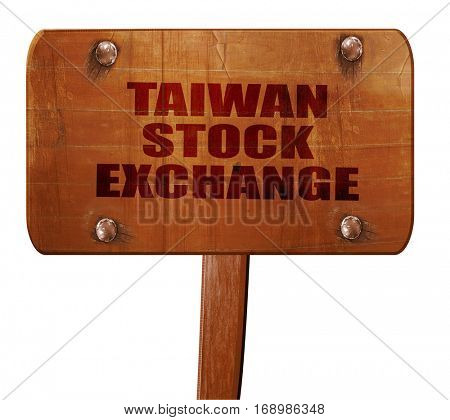 taiwan stock exchange, 3D rendering, text on wooden sign