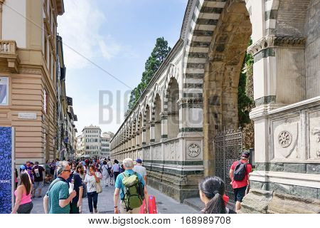 FLORENCE, ITALY - July 25, 2016. Street view of Old Town Florence Tuscany, Italy. is the capital city of the Italian region of Tuscany, with approximately 382,000 inhabitants