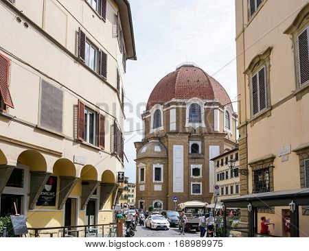 FLORENCE, ITALY - July 25, 2016. Street view of Old Town Florence Tuscany, Italy. is the capital city of the Italian region of Tuscany, with approximately 382,000 inhabitants