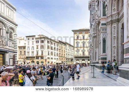 FLORENCE, ITALY - July 25, 2016. Street view of Old Town Florence Tuscany, Italy. is the capital city of the Italian region of Tuscany, with approximately 382,000 inhabitants
